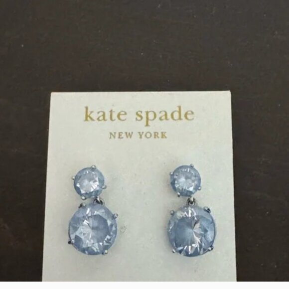 Kate Spade Blue Crystal Double Drop Earrings - Picture 1 of 2